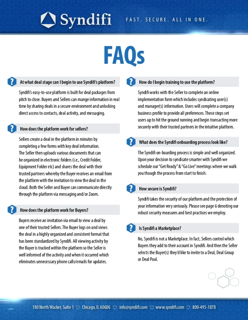 Syndifi FAQ graphic